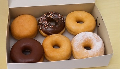 Donuts in display case